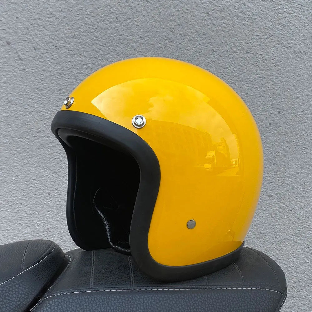 Retro style motorcycle half helmet in FRP construction for adult electric bike commuting