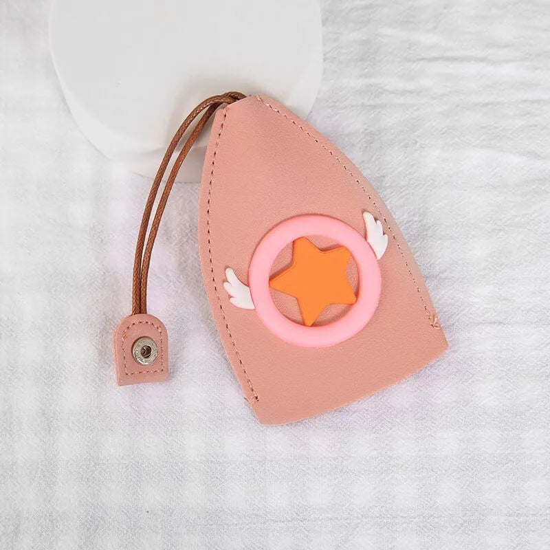 Colourful cartoon pull-out key case for car keys with PU leather construction