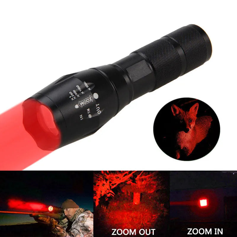 Black aluminium alloy zoomable LED flashlight with adjustable focus head for outdoor use.
