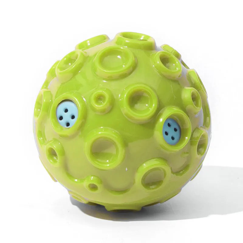 Durable natural rubber dog toy ball with squeaky sound for aggressive chewers in black blue green orange yellow