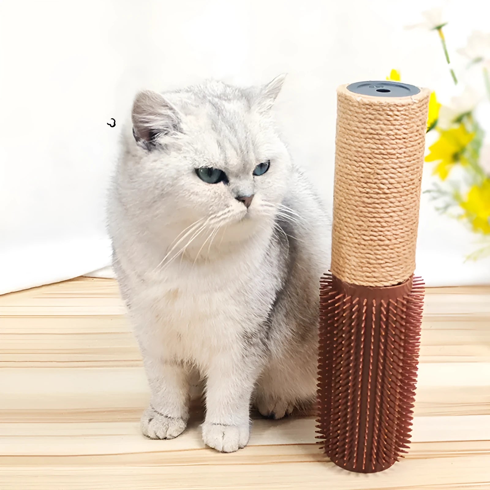 Brown sisal cat scratching post measuring 30cm long for face scratching