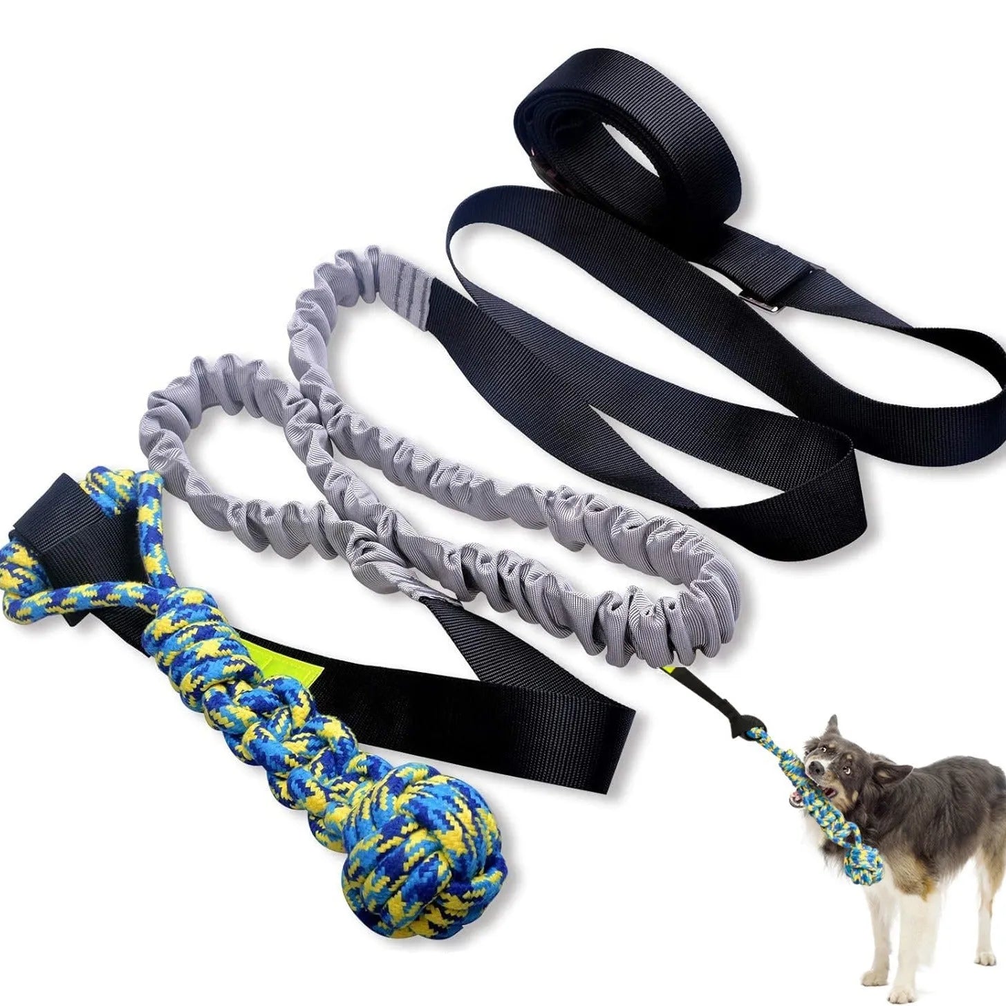 Cotton dog tug rope toy in green corncob design for bite and pull play