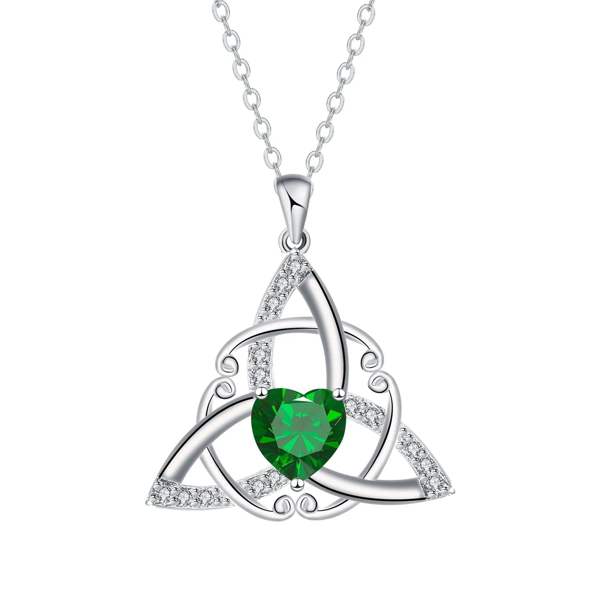 Celtic knot necklace for women with geometric design in four colour options