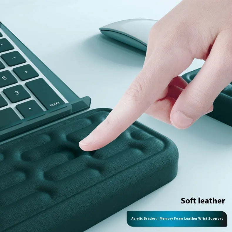 Double-sided memory foam keyboard and mouse pad with resin wrist rest in multiple colour options