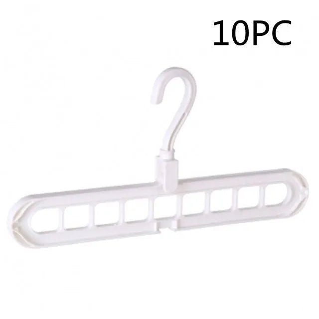 Plastic clothes hanger with rotating hook in pink colour, showing 33cm length dimension