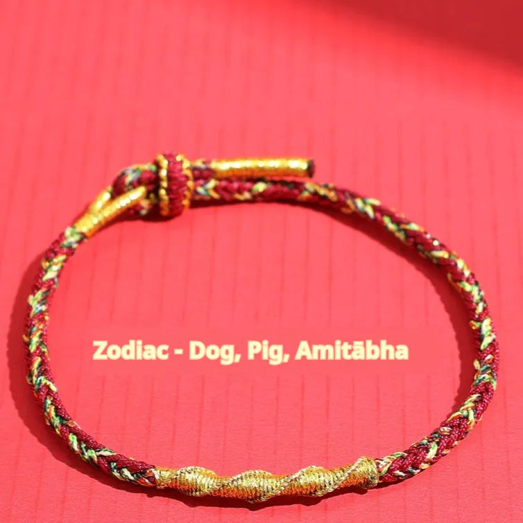 Hand-woven eight-strand colourful guardian strap bracelet with flexible wire and zodiac specific colours