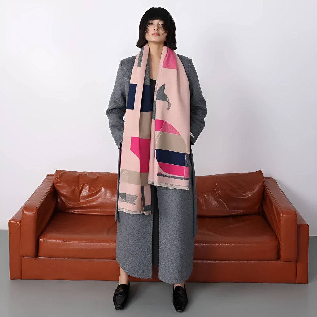 Imitation cashmere scarf in multiple colours showing 185cm by 65cm dimensions