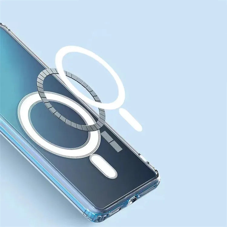 Transparent MagSafe magnetic phone case for Samsung Galaxy S21 S22 S23 series with visible magnetic ring