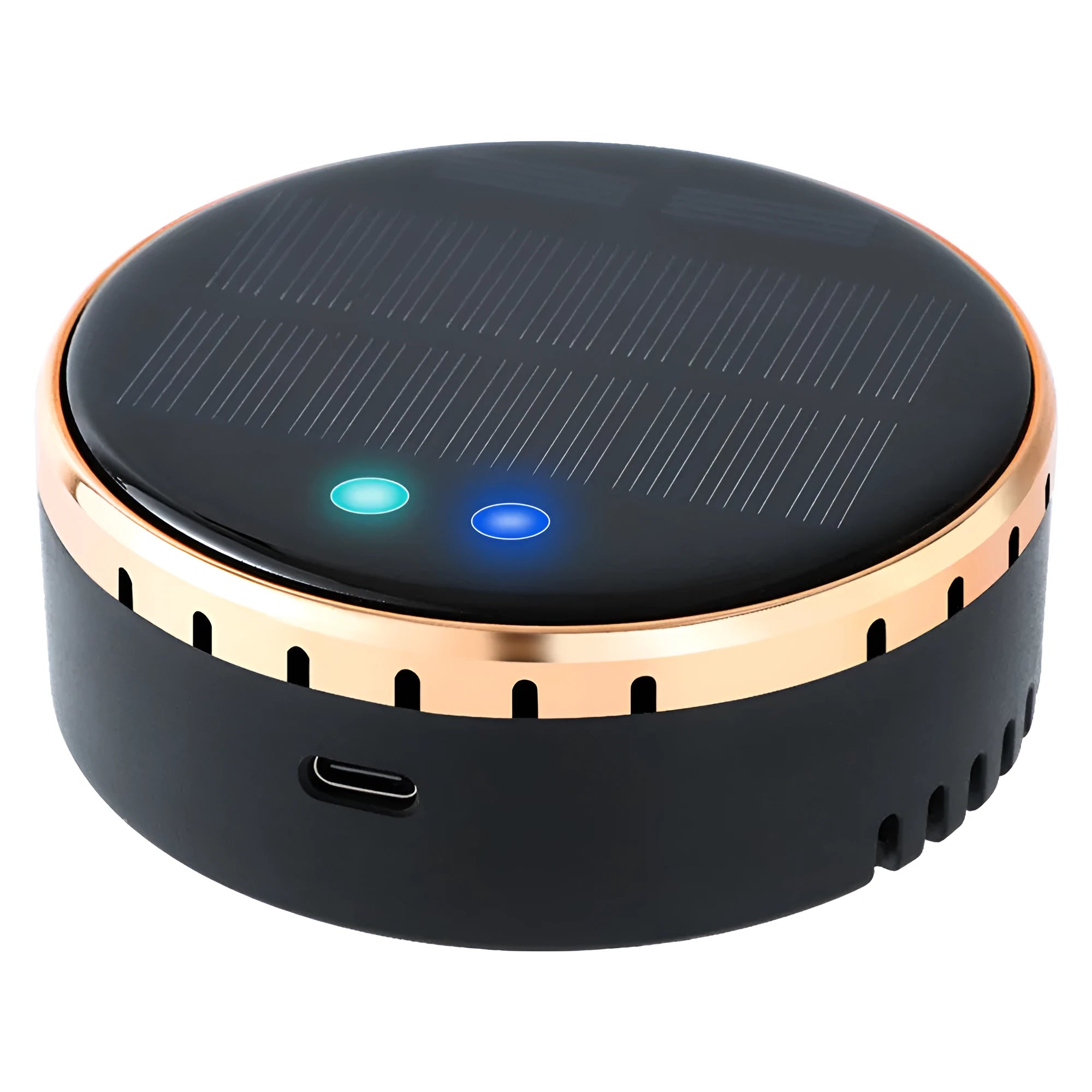 Black solar-powered car humidifier mounted on a vehicle air conditioning vent.