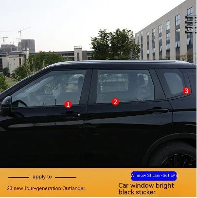 Pre-cut bright black and carbon fibre pattern vinyl films for 2023 Outlander window pillars.
