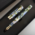 Deep bath green metal pen showing fine, medium and graphic tip options