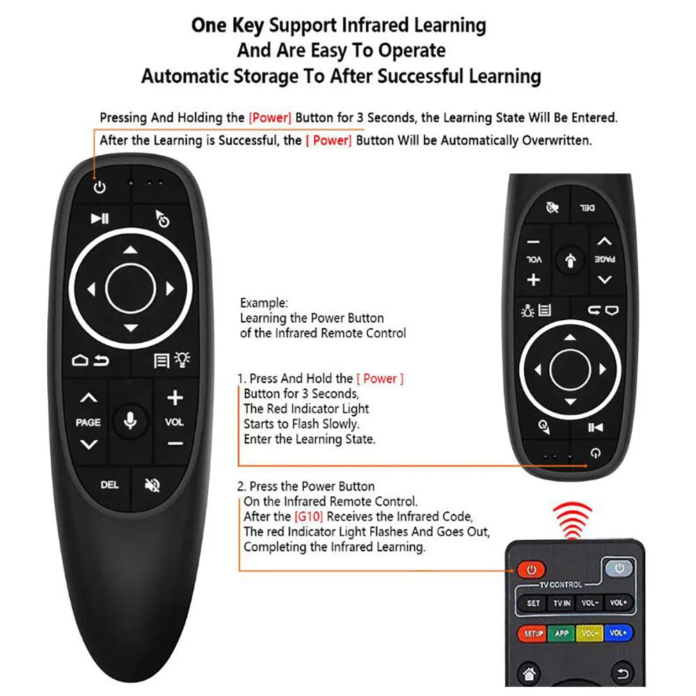 G10 G10S intelligent voice remote control with silicone buttons and plastic shell