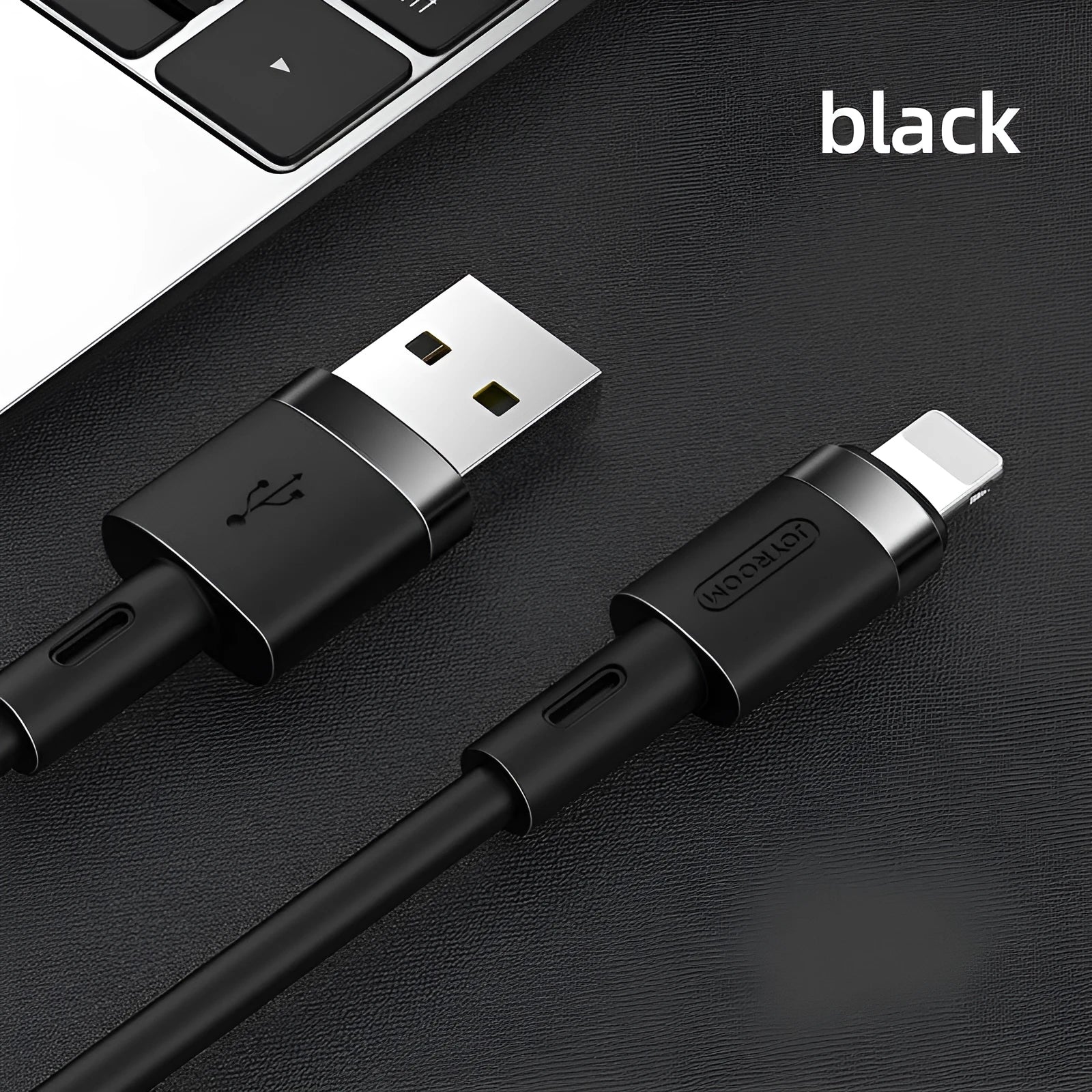 Straight head Type-C charging cable in five colour options: black, purple, red, white, yellow