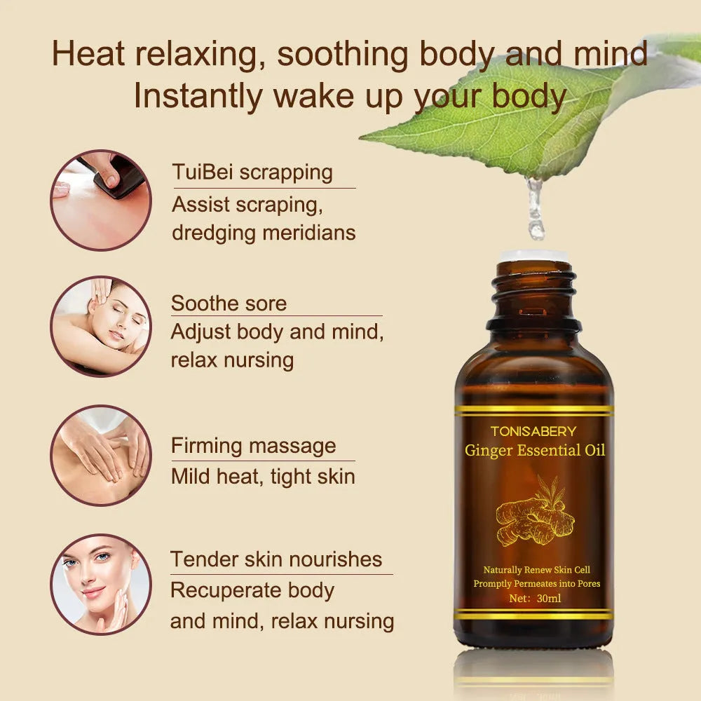 30ml ginger heating oil massage essential oil with natural plant extraction
