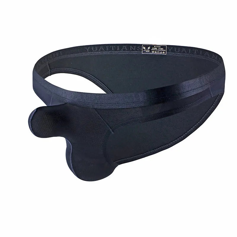 Men's thin solid colour underwear in low waist design with breathable nylon fabric