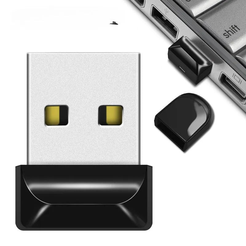 Silver metal USB flash drive on a chain necklace for portable data storage
