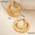 Geometric French hook earrings with round design in gold and steel metallic finishes