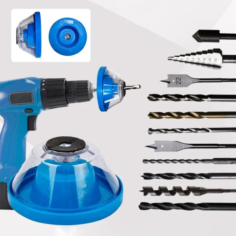 Blue bowl-shaped electric hammer dust cover accessory for collecting drilling debris