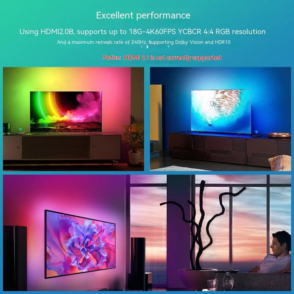 Graffiti pattern smart light strip for television background lighting with intelligent control