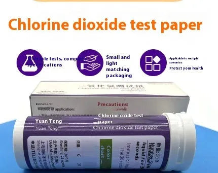 Bottle containing 50 chlorine dioxide test papers for water concentration detection