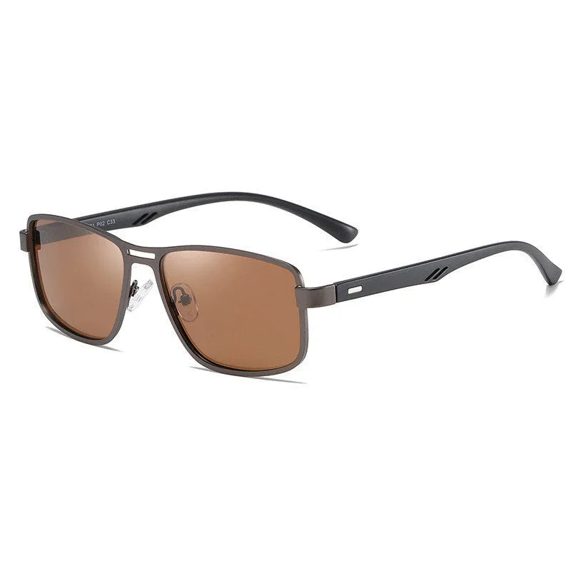 Men's polarized sunglasses with TR90 frame and TAC lens in black with grey film finish