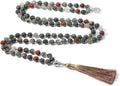 Handmade knotted natural stone bead necklace with 8mm beads in one of 12 colour options.