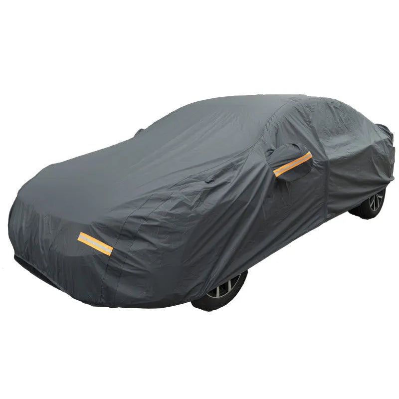 Grey PVC chemical fibre car cover showing rainproof sun protection design for Volkswagen vehicles