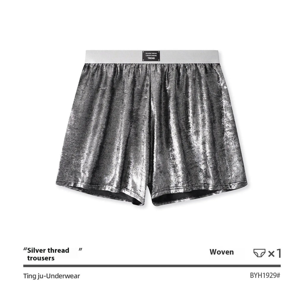 Galaxy reflective woven sportswear underwear in loose-fit casual design with mid-waist construction