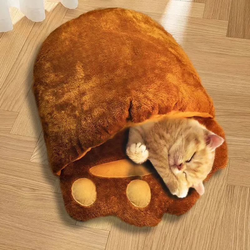 Winter semi-closed cat nest in bear claw fluffy style