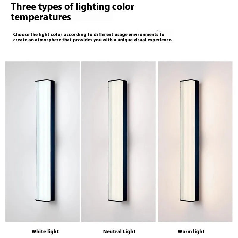 Modern outdoor wall lamp in simplicity style showing size options from 30cm to 120cm length