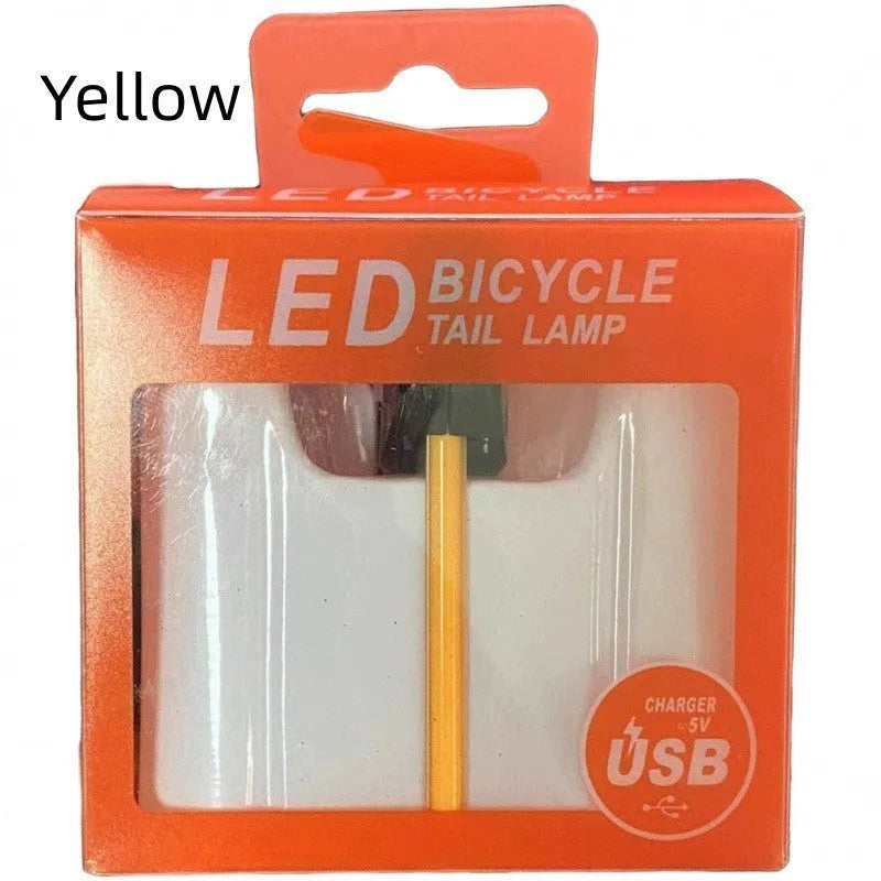 Waterproof USB charging bicycle and motorcycle taillight in blue, pink, red, white, or yellow colour options