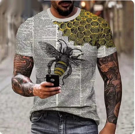Men's black t-shirt with a fierce 3D lion head print on the front.
