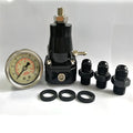 Black aluminium alloy fuel pressure regulator with adjustment mechanism for electronic injection systems