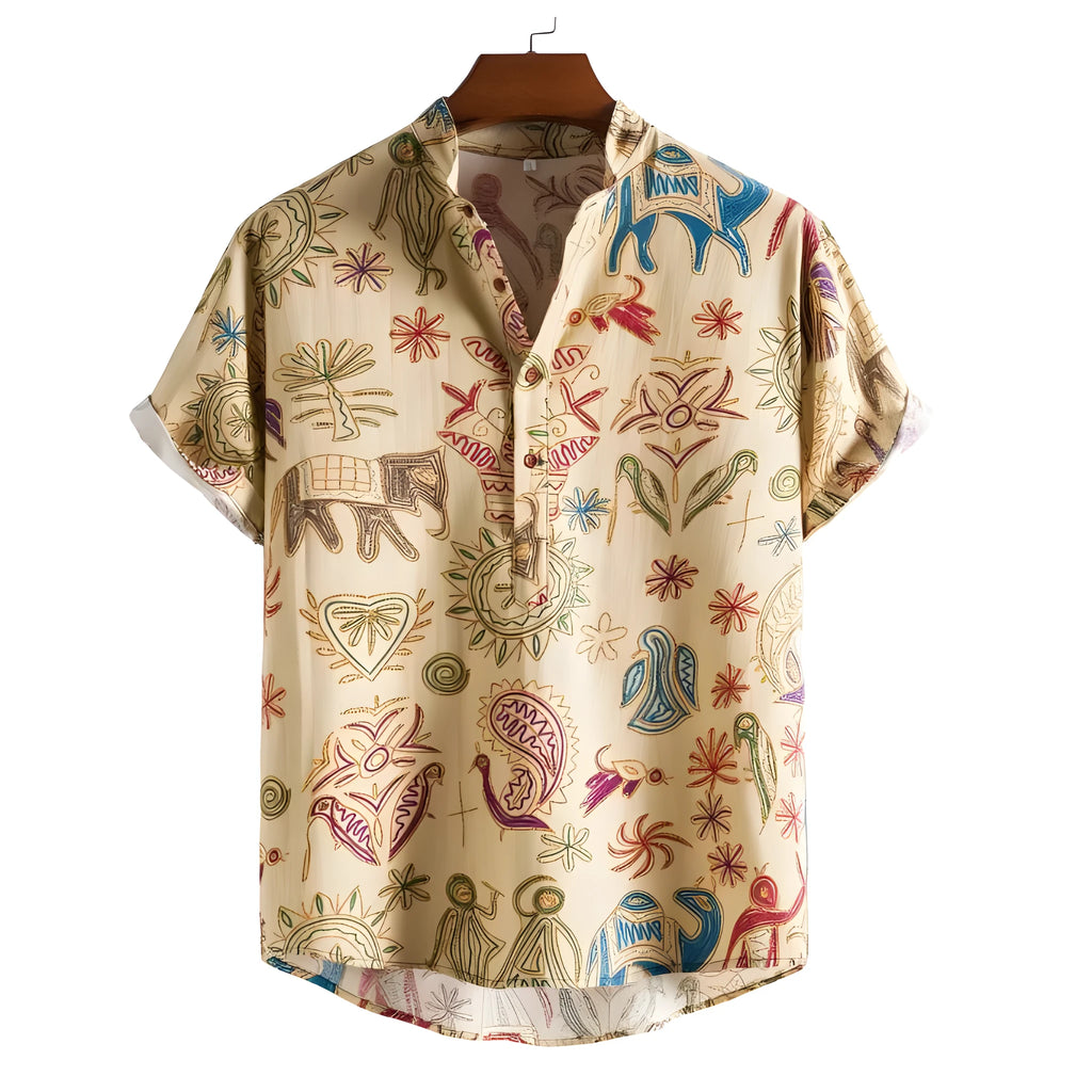 Men's loose fit cardigan shirt with 3D printed pattern in plus sizes up to 5XL