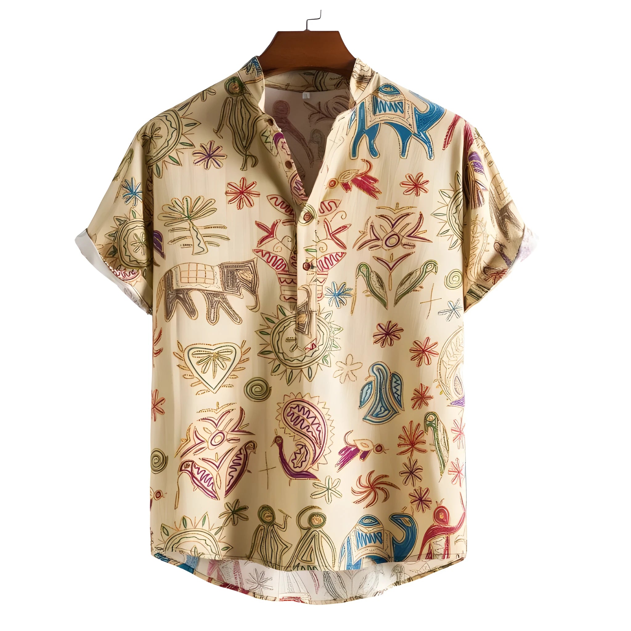 Men's loose fit cardigan shirt with 3D printed pattern in plus sizes up to 5XL