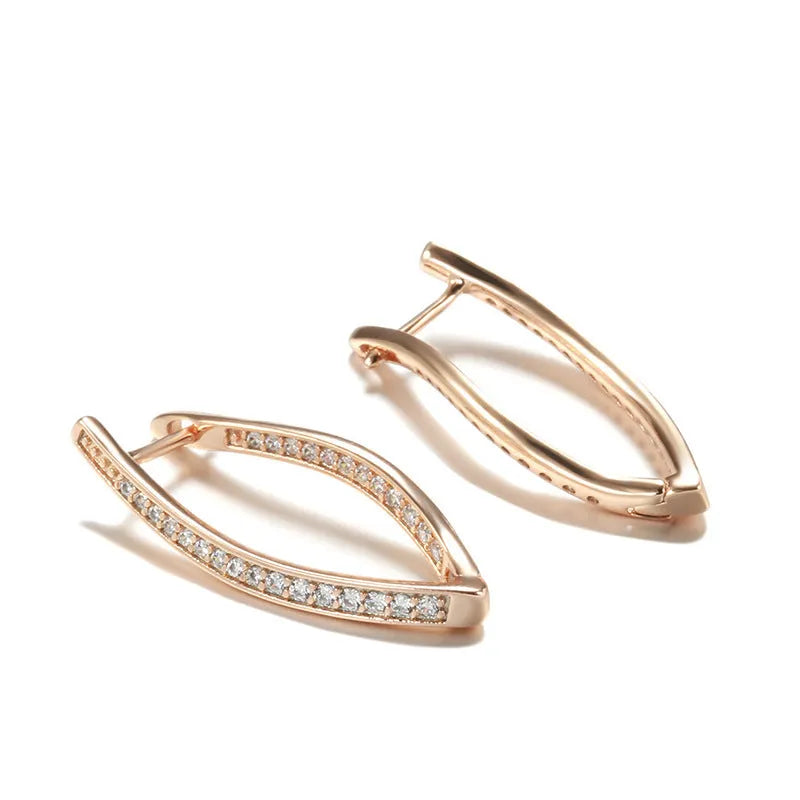 Copper geometric stud earrings with zircon details in H0493 colour.