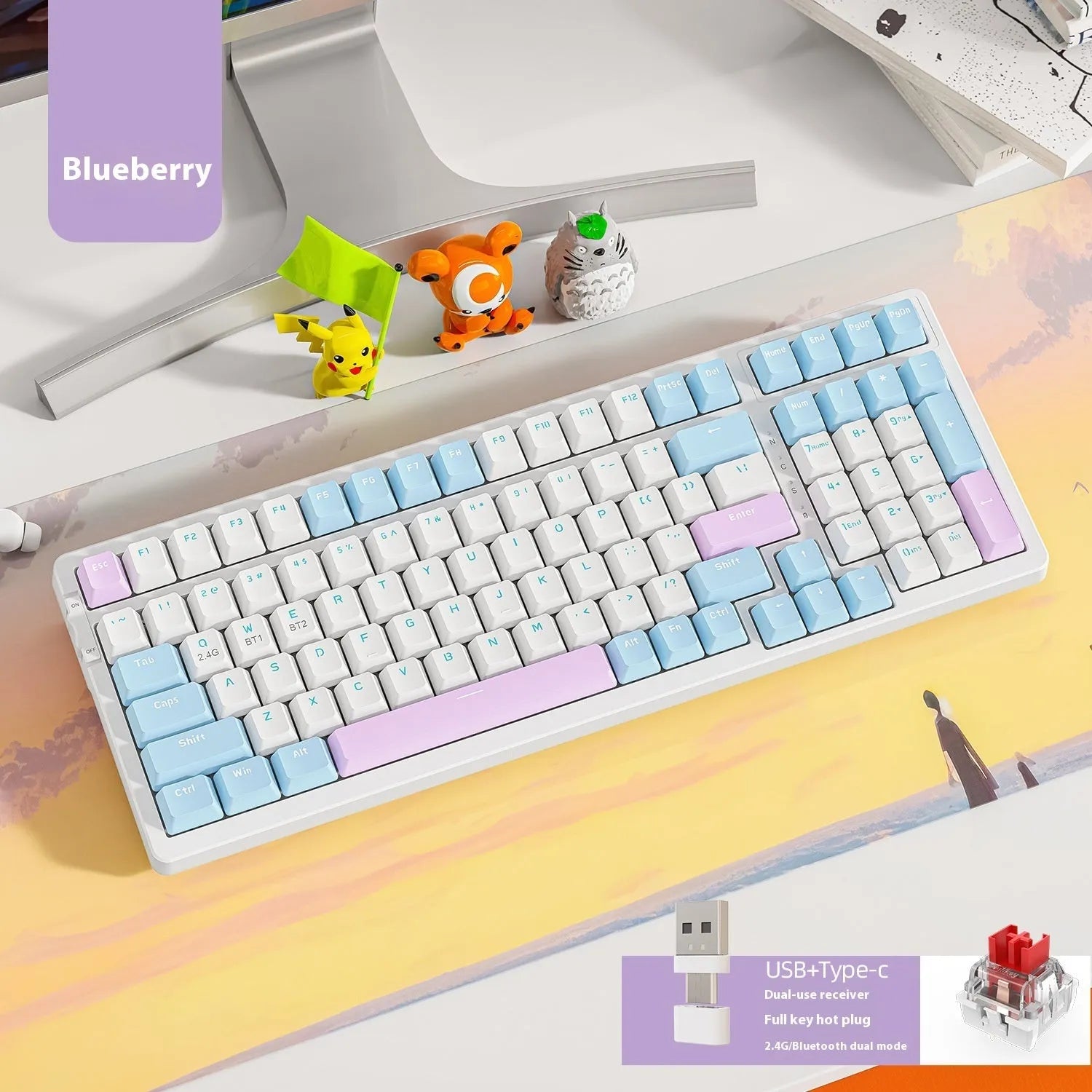 Free Wolf K96 Bluetooth dual-mode mechanical keyboard in one of four colour options with red switches