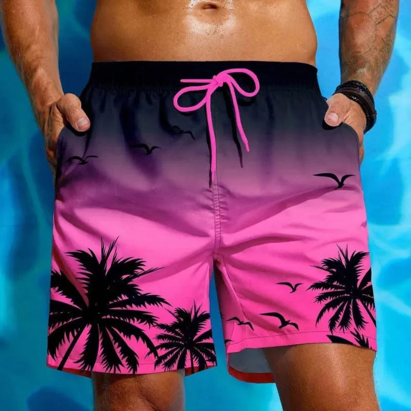 Men's ethnic style loose board swimming trunks in polyester, shown in colour J001.