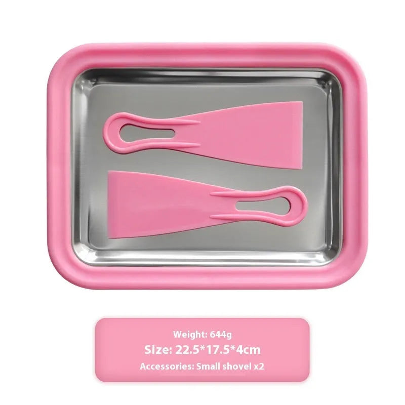 Children's handmade fried yogurt machine with aluminium gasket in green, pink, white, or rose red