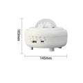 White Bluetooth star projector night light displaying starry sky projection patterns on ceiling