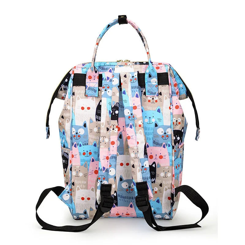 Large capacity nylon casual handbag with animal print and airpillow straps