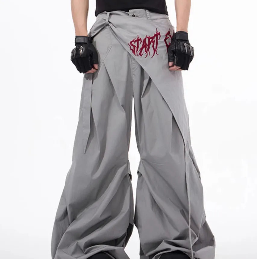 Boys' wide-leg pants in solid black or grey with refined Korean style design