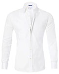Long sleeve zipper shirt with button lapel in solid colour, slim fit, cotton four-sided elastic fabric for men