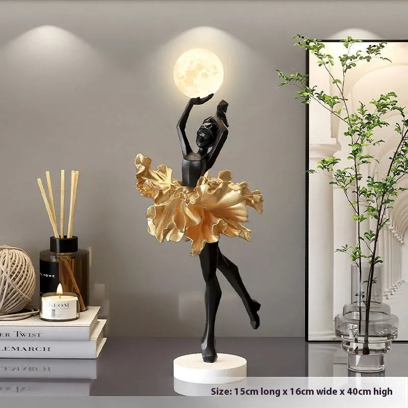 Art Girl Atmosphere small USB night lamp in black gold, white, pink, or light blue resin finish.