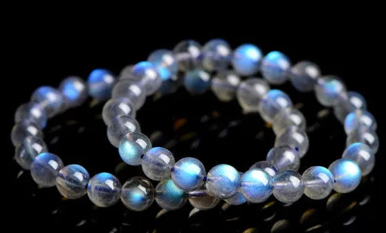 Natural cream body blue moonlight crystal bracelet with multiple stone size options