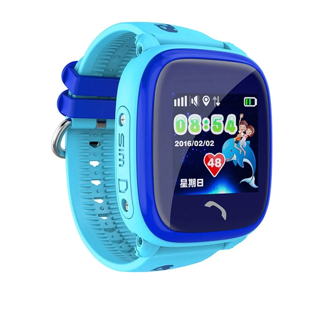 DF25 blue waterproof children's smart watch with touch screen on silicone wristband