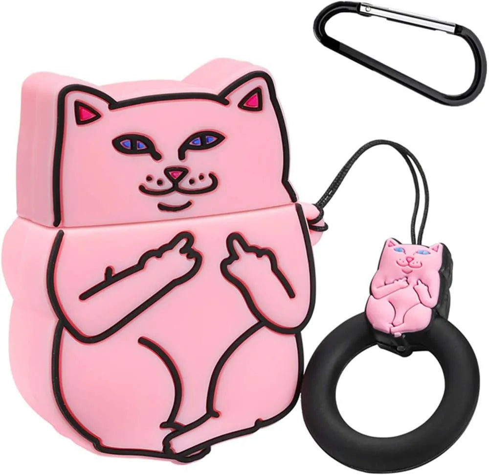 Silicone flip cover protective case for Apple AirPods 1 and 2 with cartoon animal designs