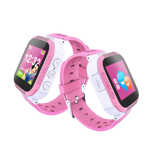 Blue children's phone watch with 1.44-inch IPS screen showing time display