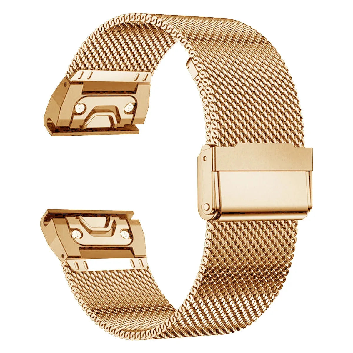Stainless steel replacement watch strap for Garmin Fenix smartwatch in silver, black, gold, and rose gold colour options.
