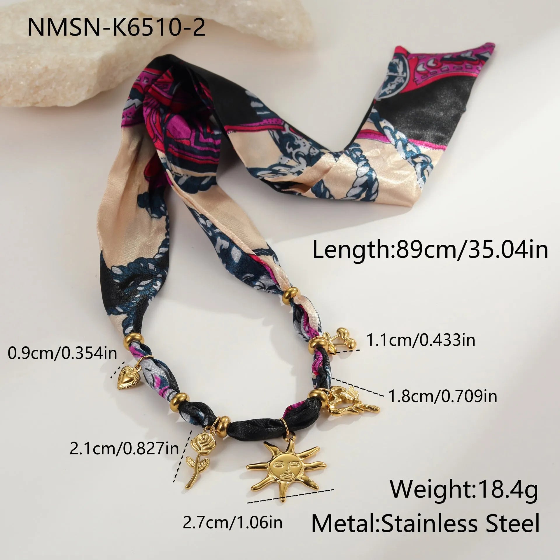 Stainless steel geometric pendant necklace or bracelet with regular chain, 18K purity electroplated jewellery for women